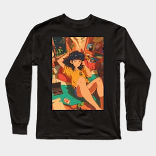 Retro 90s Anime Girl Long Sleeve T-Shirt